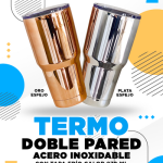 TERMO DOBLE PARED ACERO INOXIDABLE ORO ESPEJO C/TAPA  FR CAL 870ML