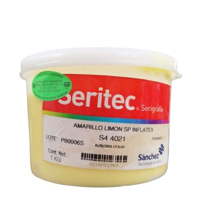 AMARILLO LIMON INFLATEX PUFF TINTA 1 K S4 4021. PARA TELAS O TEXTILES PARA DAR IMPRESION REALZADA CON ASPECTO INFLADO Y TERMINADO AHULADO.
