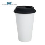 VASO CONICO CERAMICA CON TAPA SILICON NEGRO 17 OZ O 500 ML PARA SUBLIMAR SUBLIMACION ENCOGRAPHICS