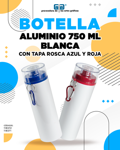 BOTELLA DE ALUMINIO BLANCA CON TAPA ROSCA 750 ML