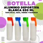 BOTELLA DE ALUMINIO BLANCA DEPORTIVA PORTABLE 650 ML COLORES