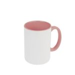 TAZA BLANCA INTERIOR Y ASA ROSA 15 OZ