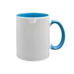 TAZA BLANCA INTERIOR Y ASA AZUL CIELO 15 OZ