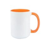 TAZA BLANCA INTERIOR Y ASA NARANJA 15 OZ