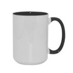 TAZA BLANCA INTERIOR Y ASA NEGRO 15 OZ