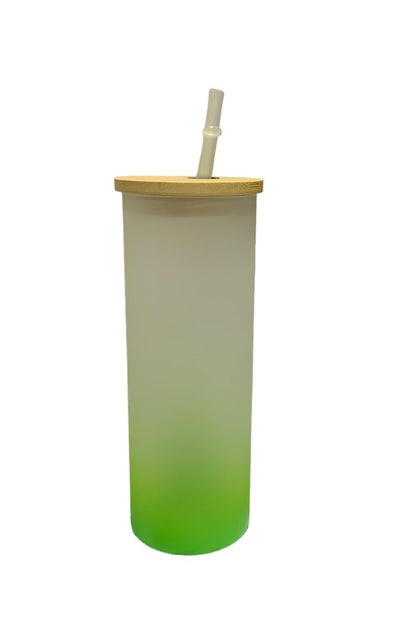 VASO VIDRIO ESMERILADO DEGRADADO VERDE 17 OZ PARA SUBLIMAR