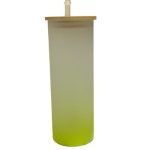 VASO VIDRIO ESMERILADO AMARILLO LIMON 17 OZ PARA SUBLIMAR