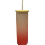 VASO VIDRIO ESMERILADO DEGRADADO ROJO 17 OZ PARA SUBLIMAR