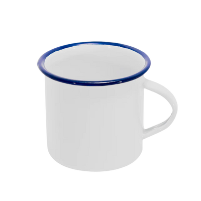 TAZA PELTRE BLANCA ORILLA AZUL 10 OZ ASA BLANCA PARA SUBLIMAR 290 ML SUBLIMACION ENCOGRAPHICS