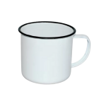 TAZA PELTRE BLANCA ORILLA NEGRA 10 OZ ASA BLANCA PARA SUBLIMAR 290 ML SUBLIMACION ENCOGRAPHICS