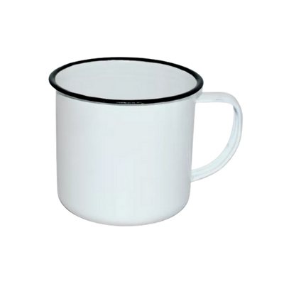 TAZA PELTRE BLANCA ORILLA NEGRA 10 OZ ASA BLANCA PARA SUBLIMAR 290 ML SUBLIMACION ENCOGRAPHICS