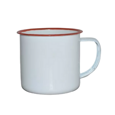 TAZA PELTRE BLANCA ORILLA ROJO 10 OZ ASA BLANCA PARA SUBLIMAR 290 ML SUBLIMACION ENCOGRAPHICS
