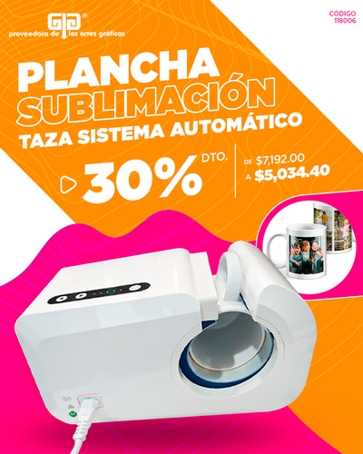 PLANCHA PARA SUBLIMACION AUTOMATICA PARA 1 TAZA, TARRO, BOTELLA