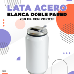 LATA DE ALUMINIO INOXIDABLE BLANCA DOBLE PARED CON POPOTE PARA SUBLIMAR 280 ML SUBLIMACION ENCOGRAPHICS