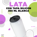 LATA DE ALUMINIO BLANCA CON TAPA SILICON PARA SUBLIMAR 355 ML SUBLIMACION ENCOGRAPHICS