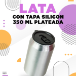 LATA DE ALUMINIO PLATEADA CON TAPA SILICON PARA SUBLIMAR 350 ML SUBLIMACION ENCOGRAPHICS