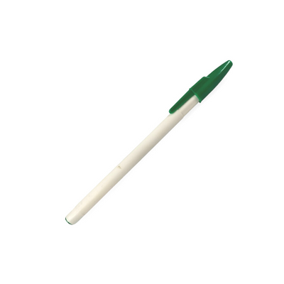 BOLIGRAFO (PLUMA) REDONDO PLUS BLANCO TAPON VERDE