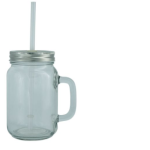 TARRO CRISTAL TRANSPARENTE MASON CON POPOTE 15 OZ PARA SUBLIMAR 443 ML SUBLIMACION ENCOGRAPHICS