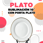 PLATO 10" COLOR IVORY CON SU PORTA PLATO PARA SUBLIMAR SUBLIMACION ENCOGRAPHICS