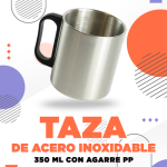 TAZA ACERO INOXIDABLE 350 ML CON AGARRE PP PARA SUBLIMAR SUBLIMACION ENCOGRAPHICS