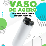 VASO BLANCO ACERO INOXIDABLE CON TAPA  NEGRA 450 ML PARA SUBLIMAR ENCOGRAPHICS