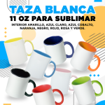 TAZA BLANCA 11 OZ INTERIOR Y ASA MISMO COLOR PARA SUBLIMAR
