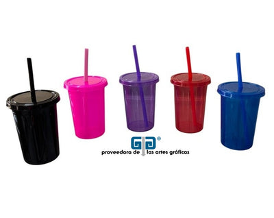 VASO PONY 16 OZ CON TAPA, VASO Y POPOTE DEL MISMO COLOR.  VARIEDAD EN COLORES