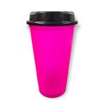 VASO CAFETERO STAR MAGENTA CON TAPA NEGRA CAFETERA VASO de 16 OZ