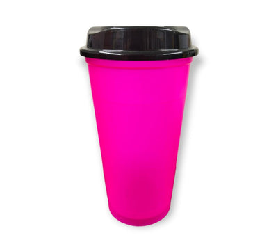 VASO CAFETERO STAR MAGENTA CON TAPA NEGRA CAFETERA VASO de 16 OZ