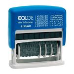 FECHADOR  COLOP PRINTER MINI S 120 WD  CON 12 TEXTOS, ABONADO, ORIGINAL, CERTIFICADO, PAGADO, CONTADO, CONTABILIZADO, COPIA, COBRADO, DUPLICADO, ANULADO, IMPRESOS, URGENTE MEDIDA 4 MM TINTA BICOLOR AZUL Y ROJO AUTOENTINTABLE