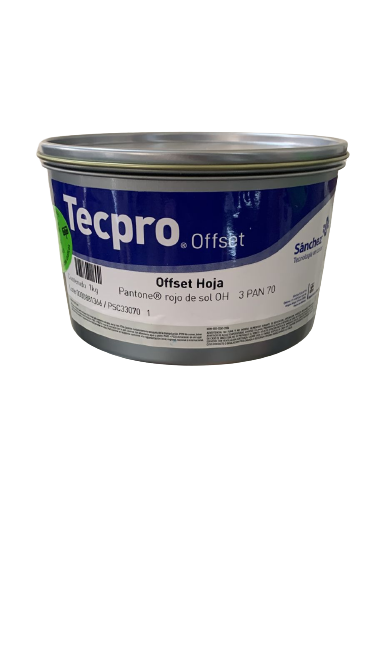 TINTA PARA PRENSA OFFSET COLOR	ROJO DE SOL	CLAVE 3 PAN 70 CONTENIDO 1 KG MARCA	TECPRO SANCHEZ	PRODUCCION EN MEXICO