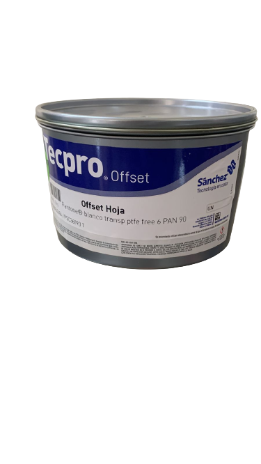 TINTA PARA PRENSA OFFSET COLOR BLANCO TRANSPARENTE CLAVE 6 PAN 90 CONTENIDO 1 KG MARCA	TECPRO SANCHEZ	PRODUCCION EN MEXICO