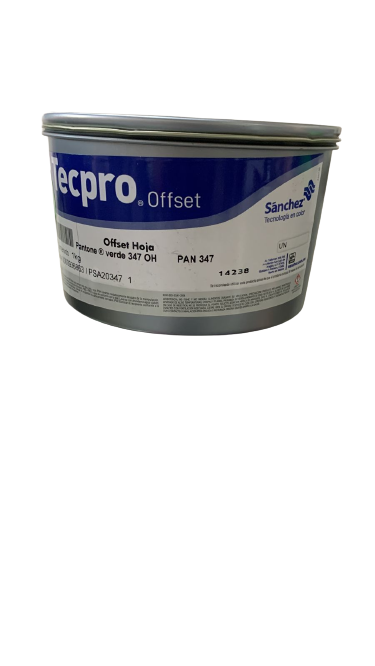 TINTA PARA PRENSA OFFSET COLOR	VERDE CLAVE PAN 347 CONTENIDO 1 KG MARCA TECPRO SANCHEZ	PRODUCCION EN MEXICO