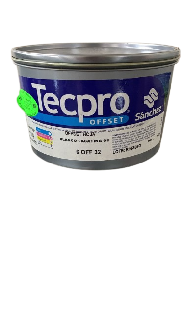 TINTA PARA PRENSA OFFSET COLOR	BLANCO LACATINA CLAVE	6 OFF 32 CONTENIDO 1 KG	MARCA	TECPRO SANCHEZ	PRODUCCION EN MEXICO