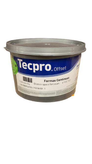 TINTA PARA PRENSA OFFSET COLOR	BLANCO OPACO FORCOSAN CLAVE 6 FOC 101	CONTENIDO 1 KG	MARCA	TECPRO SANCHEZ	PRODUCCION EN MEXICO