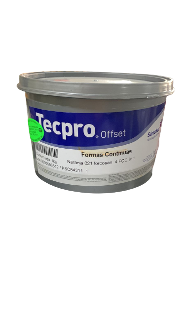TINTA PARA PRENSA OFFSET COLOR	NARANJA FORCOSAN	CLAVE 021 FOC CONTENIDO 1 KG	MARCA	TECPRO SANCHEZ	PRODUCCION EN MEXICO
