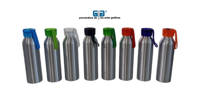 BOTELLA DE ALUMINIO PLATA PORTABLE DE 650 ML COLORES