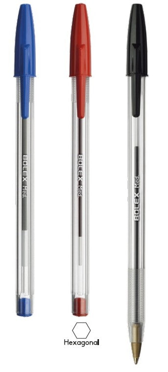 BOLIGRAFO PUNTO MEDIANO, CON 3 PIEZAS, COLOR DE TINTA NEGRO, AZUL Y ROJO